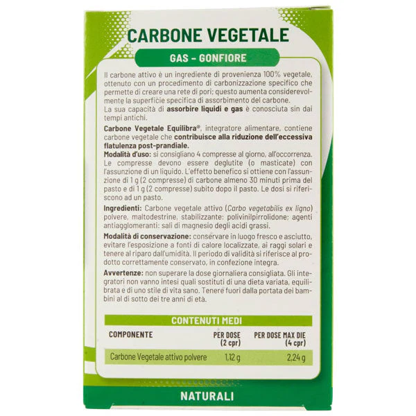 EQUILIBRA INTEGRATORE CARBONE VEGETALE GAS-GONFIORE 50 CPR - Image 2