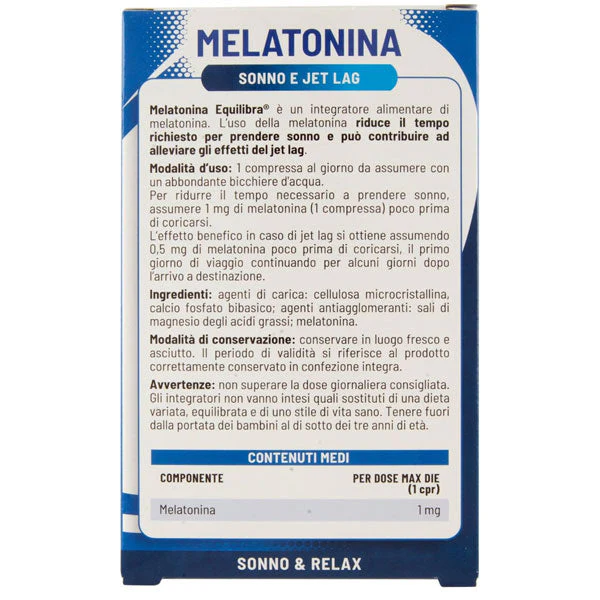 EQUILIBRA INTEGRATORE MELATONINA SONNO E JET LAG 75 COMPRESSE - Image 2