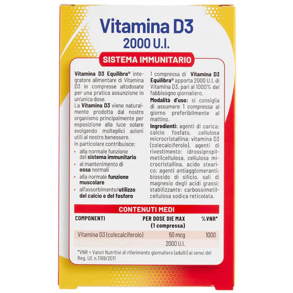 EQUILIBRA INTEGRATORE VITAMINA D3 2000 U.I. OSSA E MUSCOLI 30 CP - Image 2