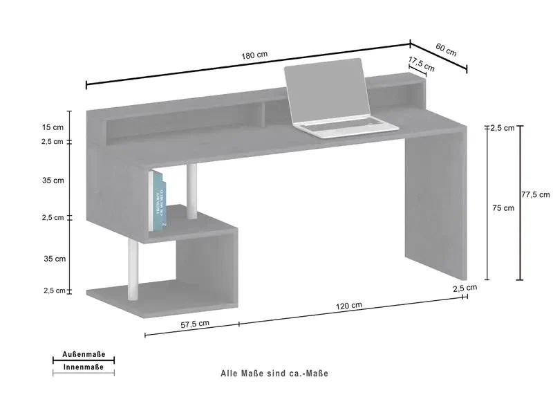 Scrivania Esse 180 con sopralzo: stile e funzionalità in un unico design innovativo - Image 19