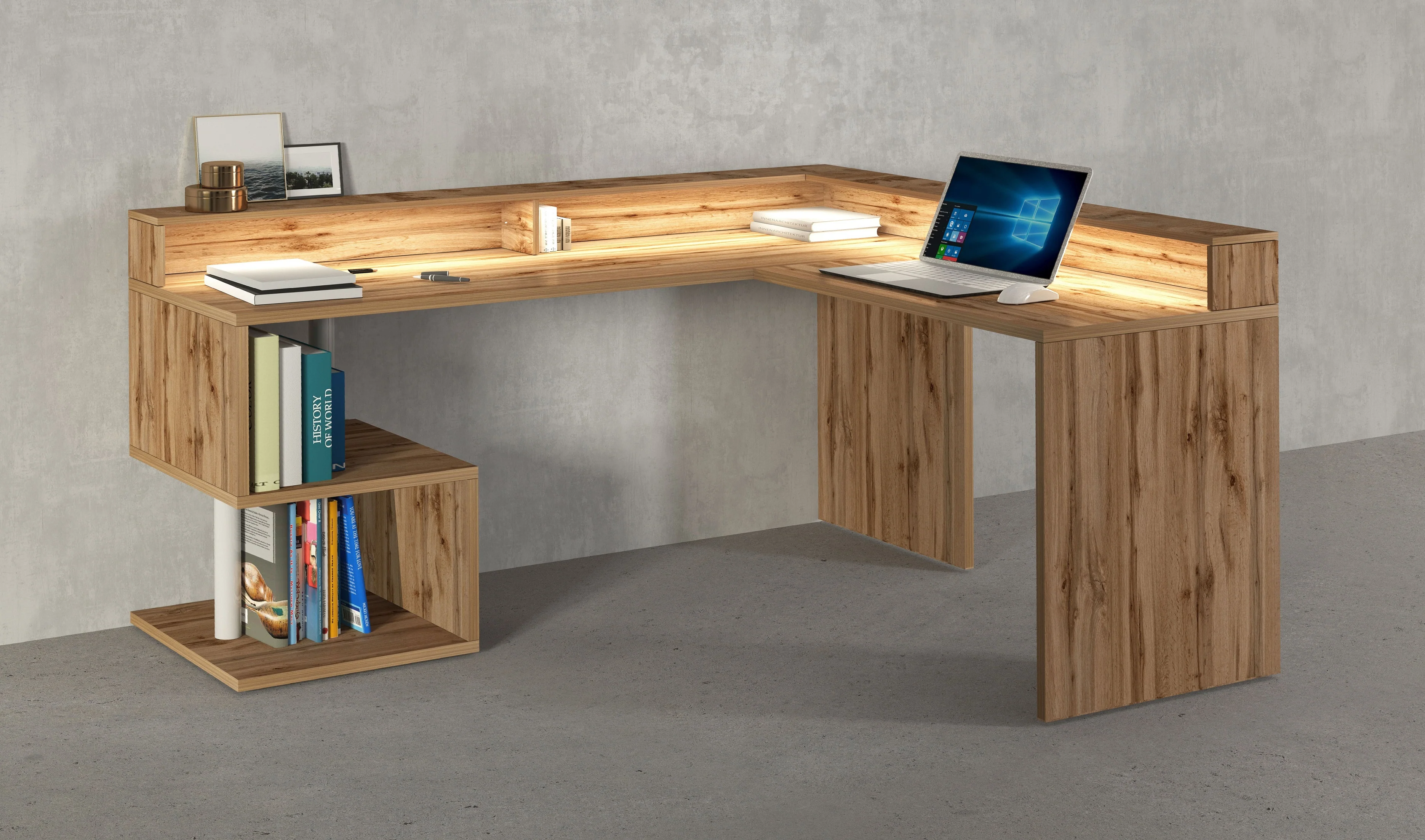 Scrivania a "S" angolare con piano rialzato Dimensioni: 160/180X60X92,5 - Image 19