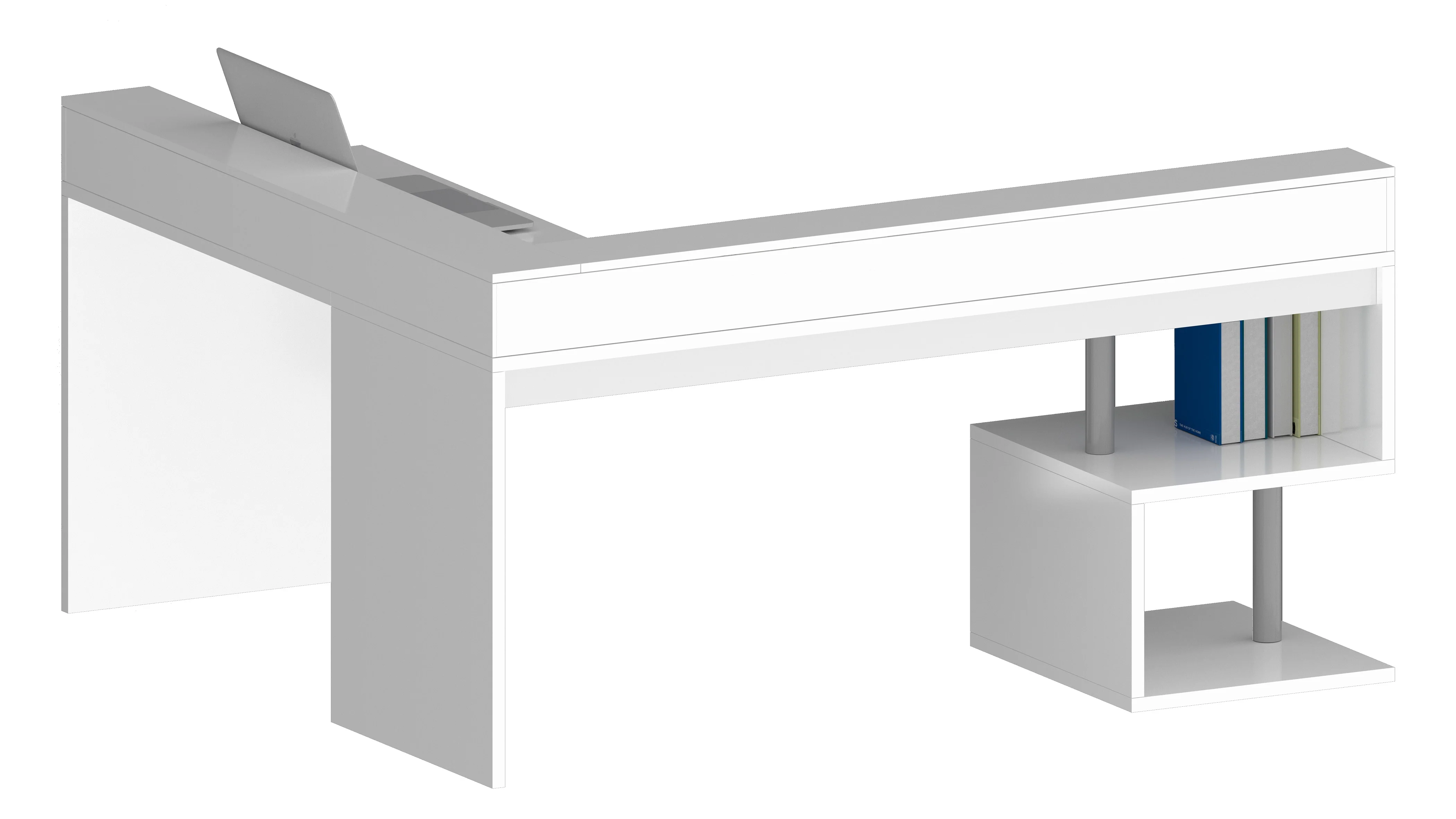 Scrivania a "S" angolare con piano rialzato Dimensioni: 160/180X60X92,5 - Image 5