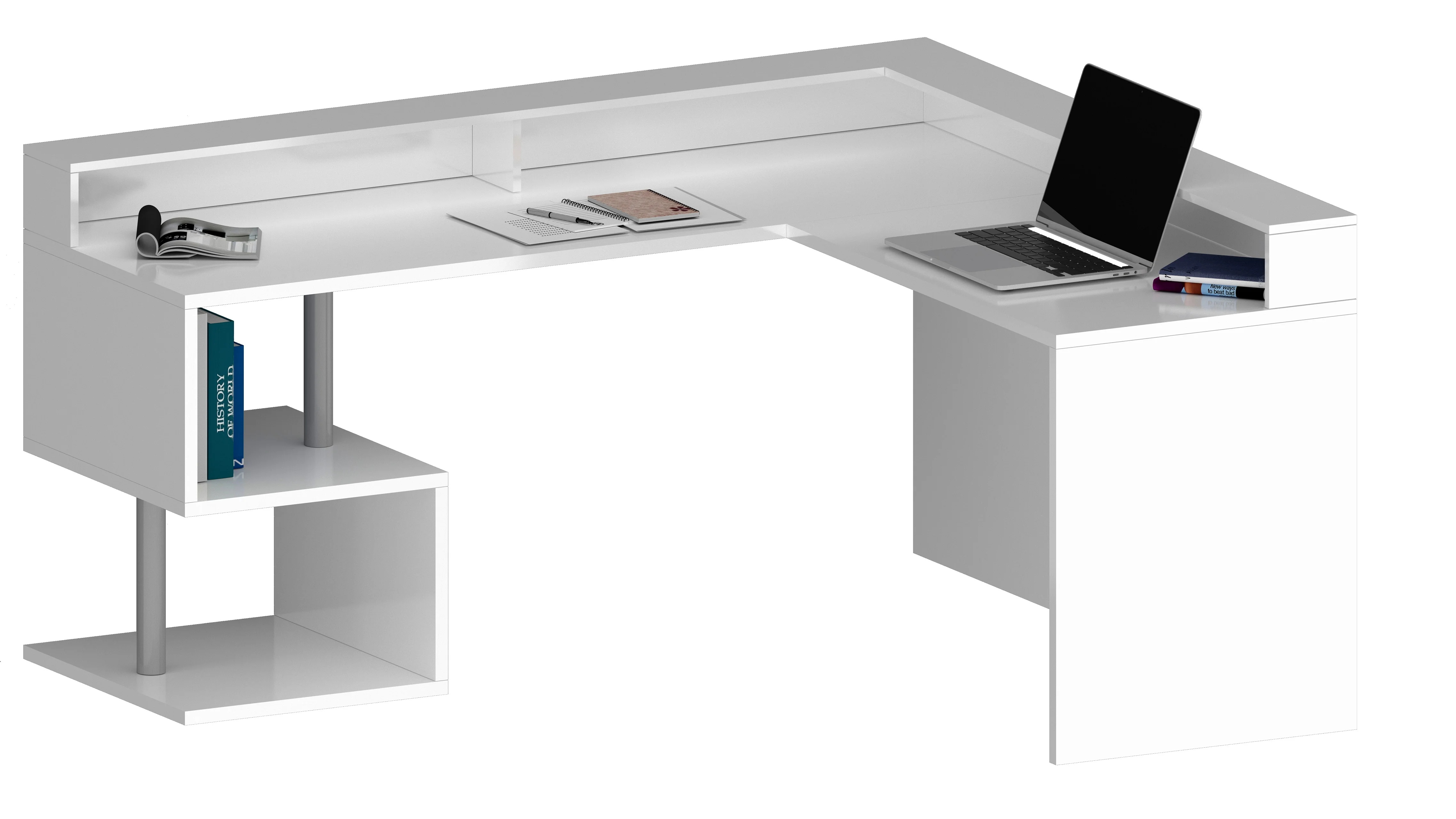 Scrivania a "S" angolare con piano rialzato Dimensioni: 160/180X60X92,5 - Image 7