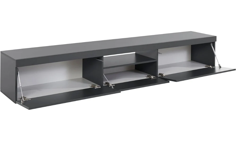 Porta TV ESSENTIAL 220 cm, Antracite Opaco, 2 Ante Battenti e 1 Ribalta - Image 2