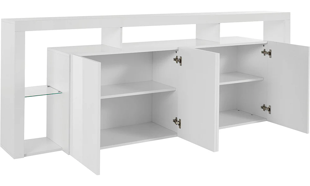 Credenza ESSENTIAL 4 Ante 220 cm - Mobile Moderno con Ripiani in Vetro e Spazi Capienti - Image 2