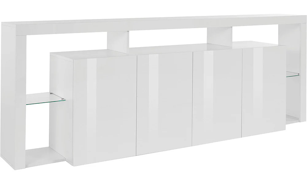 Credenza ESSENTIAL 4 Ante 220 cm - Mobile Moderno con Ripiani in Vetro e Spazi Capienti - Image 3