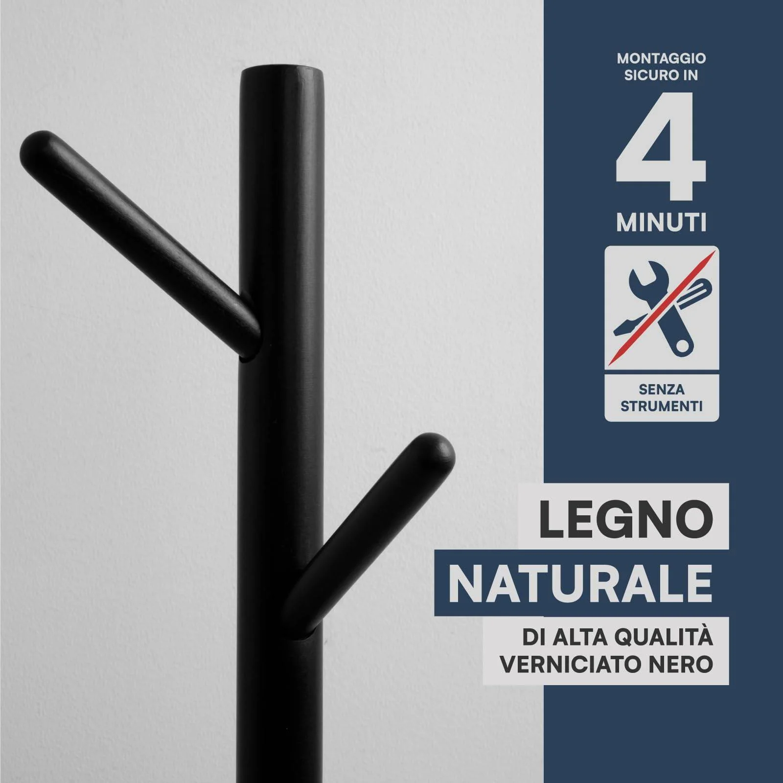 Appendiabiti in legno naturale, 8 ganci, modulare, 174 cm - Image 16