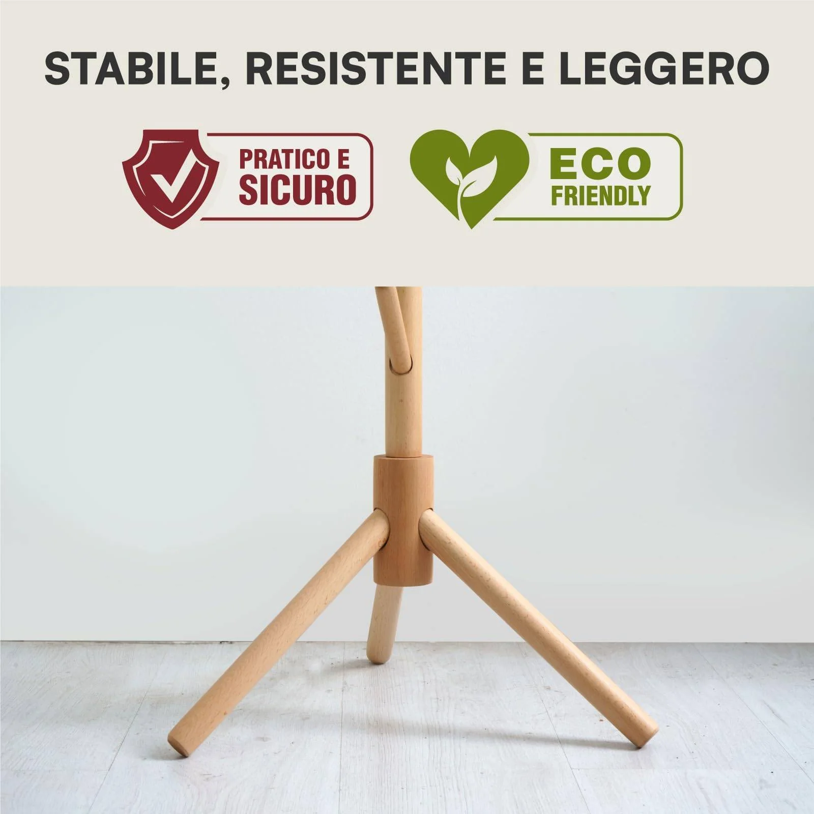 Appendiabiti in legno naturale, 8 ganci, modulare, 174 cm - Image 2