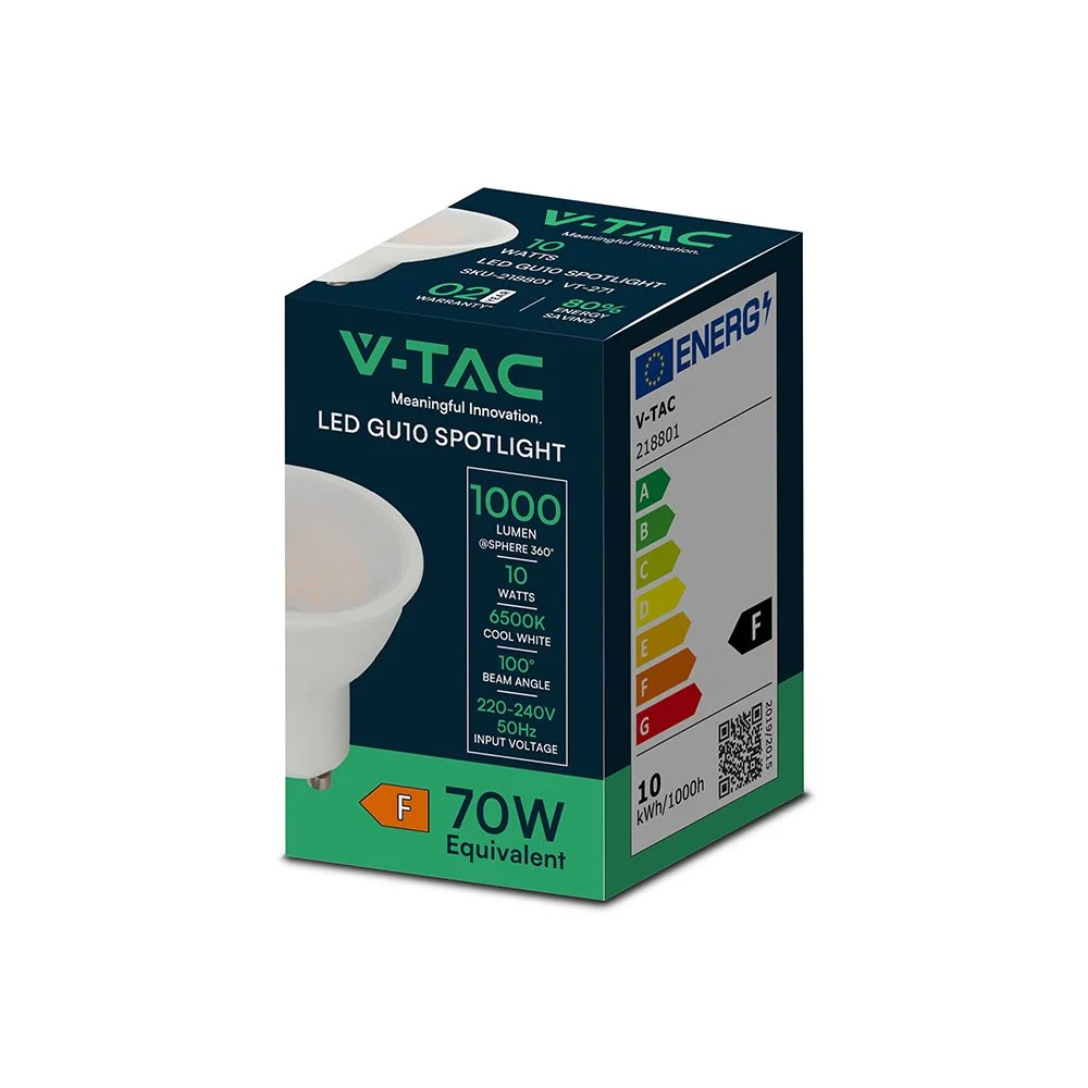V-Tac Faretto LED GU10 10W 6500K Copertura Satinata Luce Fredda - Image 7