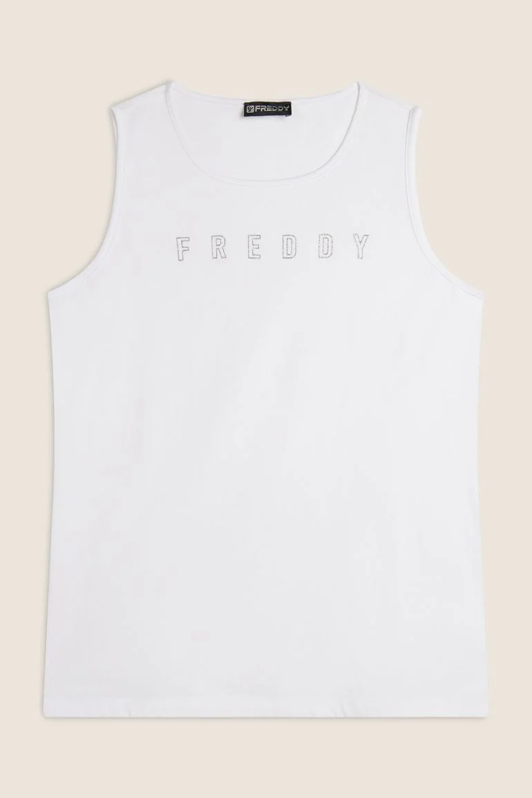 Freddy Canotta con Scollo Tondo e Logo Glitter S25WCYLK1