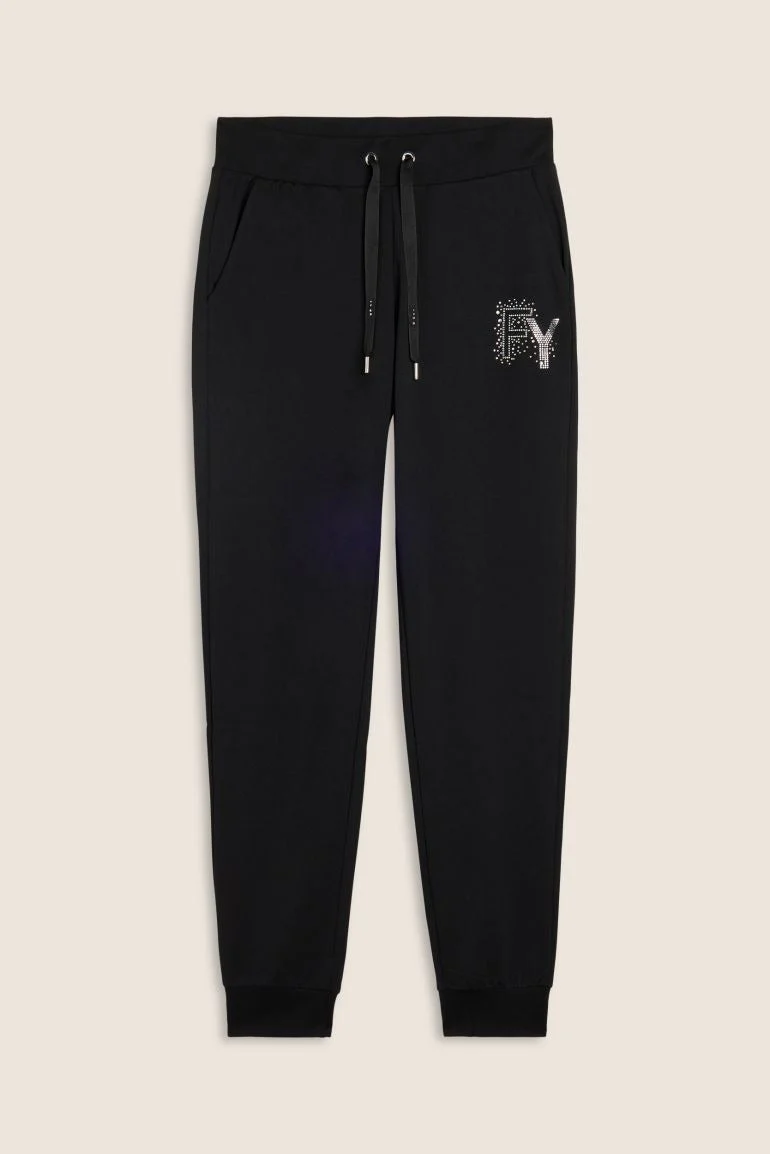 Freddy Pantaloni Sportivi con Polsini in Costina e Strass S25WCXP2
