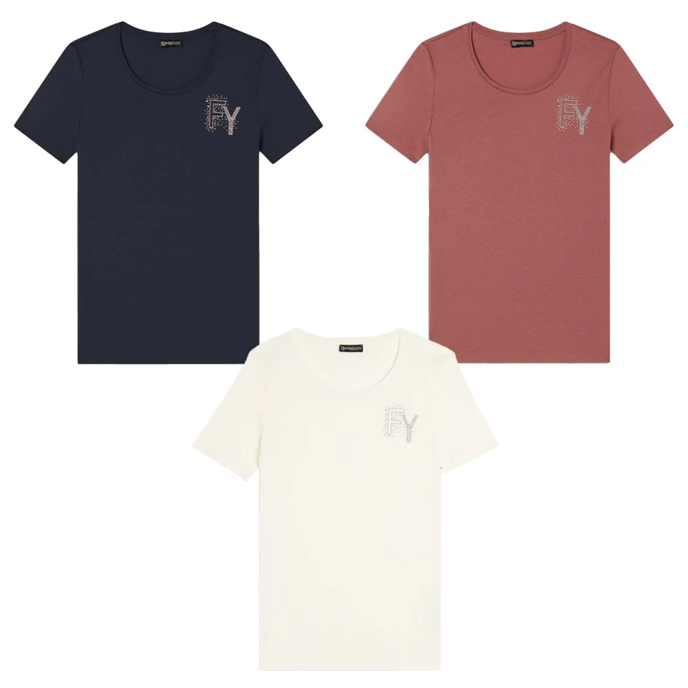 Freddy T-Shirt in Jersey Modal con Logo FY e Dettagli in Strass S25WCXT3