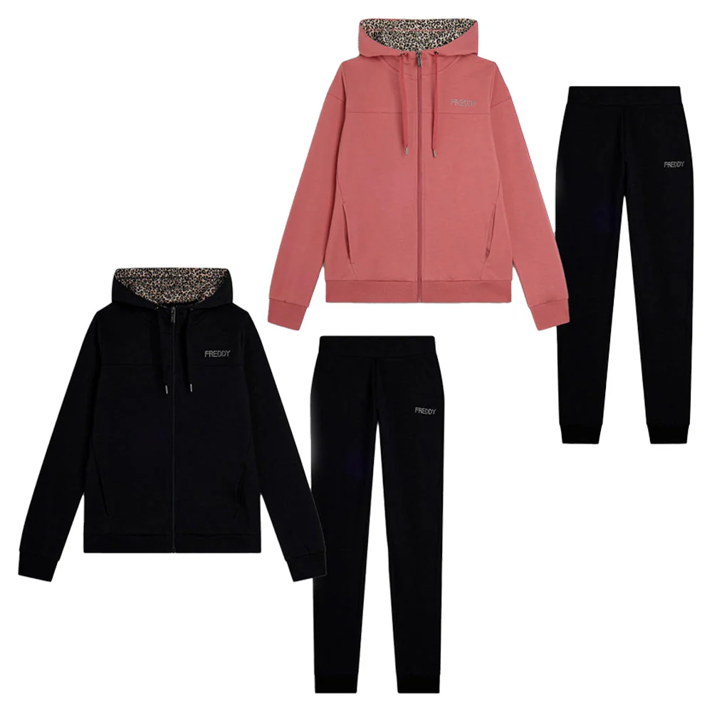 Freddy Tuta Zip in Felpa con Cappuccio Foderato Animalier F4WTRK8