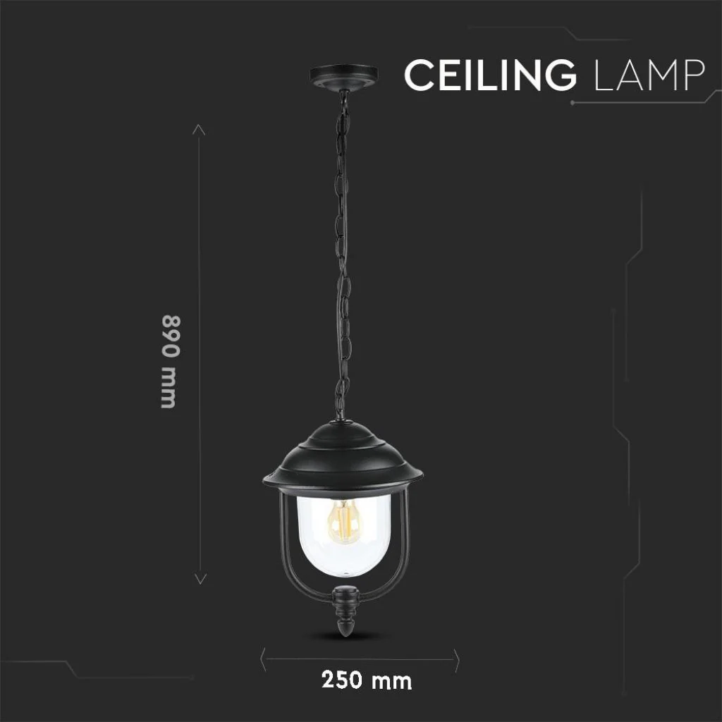 V-TAC Lampada LED da Soffitto a Lanterna E27, L 890mm, Nero, IP44, Max 60W - Image 10