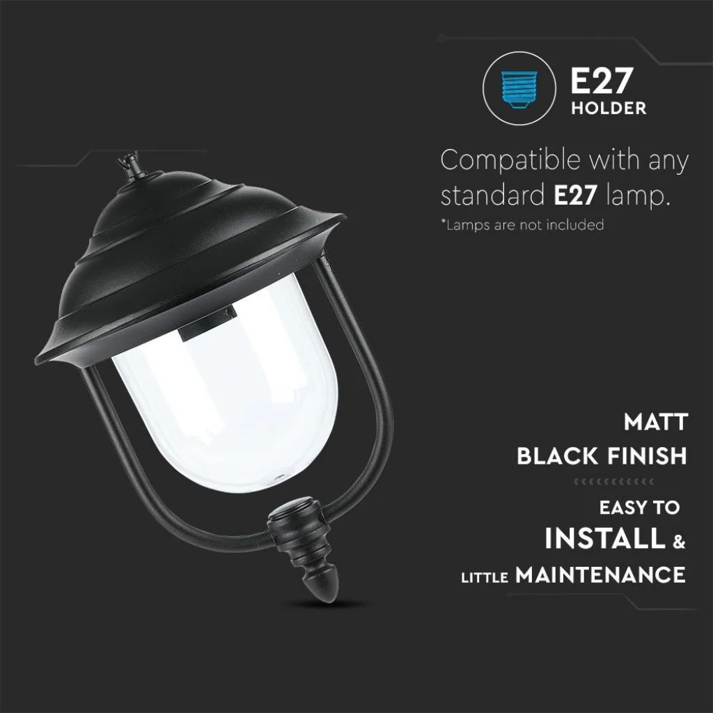V-TAC Lampada LED da Soffitto a Lanterna E27, L 890mm, Nero, IP44, Max 60W - Image 2