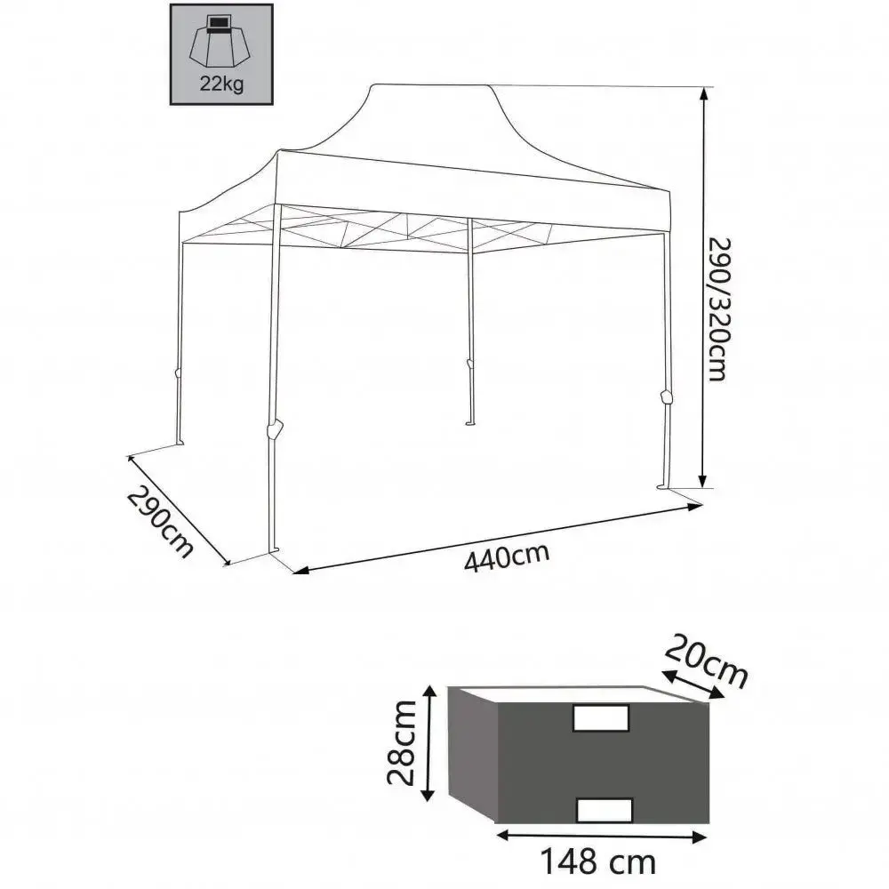 Gazebo Party 3x4,5 - Telo in poliestere Verde 420D con struttura in metallo - Image 3