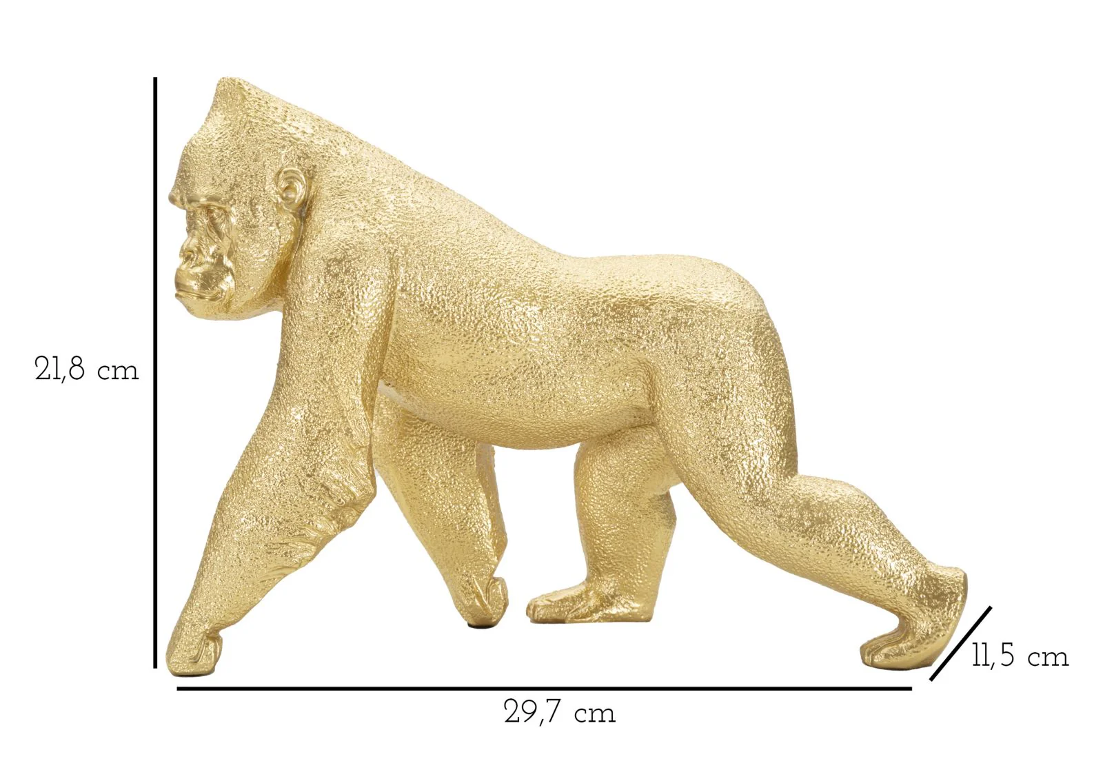 Statua Decorativa di Gorilla in Finitura Dorata - 29,7x11,5x21,8 cm - Image 6