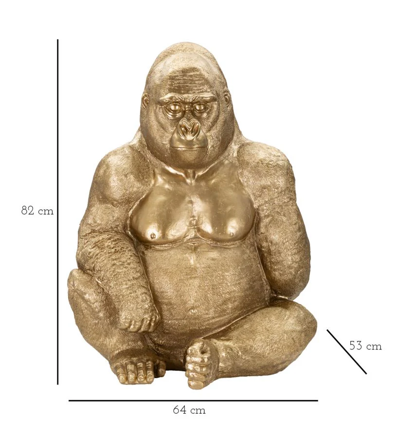 Statua Gorilla Dorato 64x53x82 cm - Image 7
