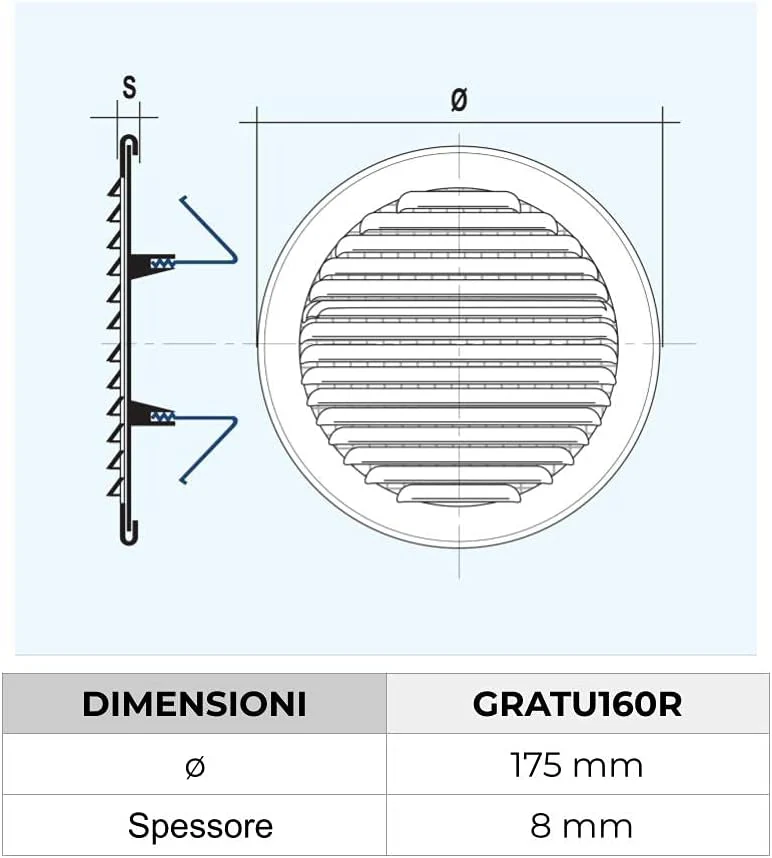 Griglia Tonda in Rame Naturale con Molla 175 mm - Image 6