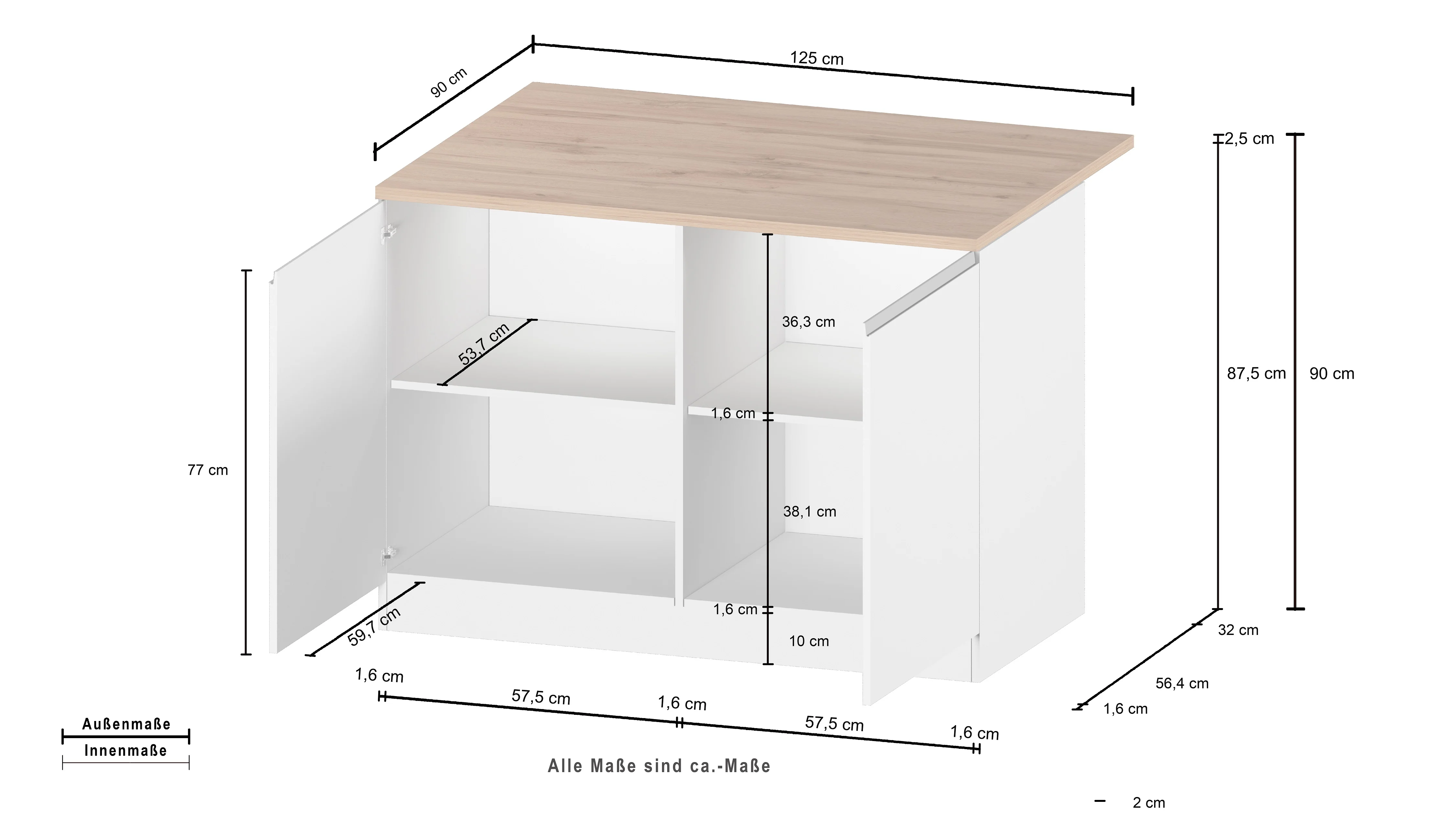 Isola Cucina SOLE 2 Ante – Bianco/Report, 125x90x90 cm, Made in Italy - Image 5