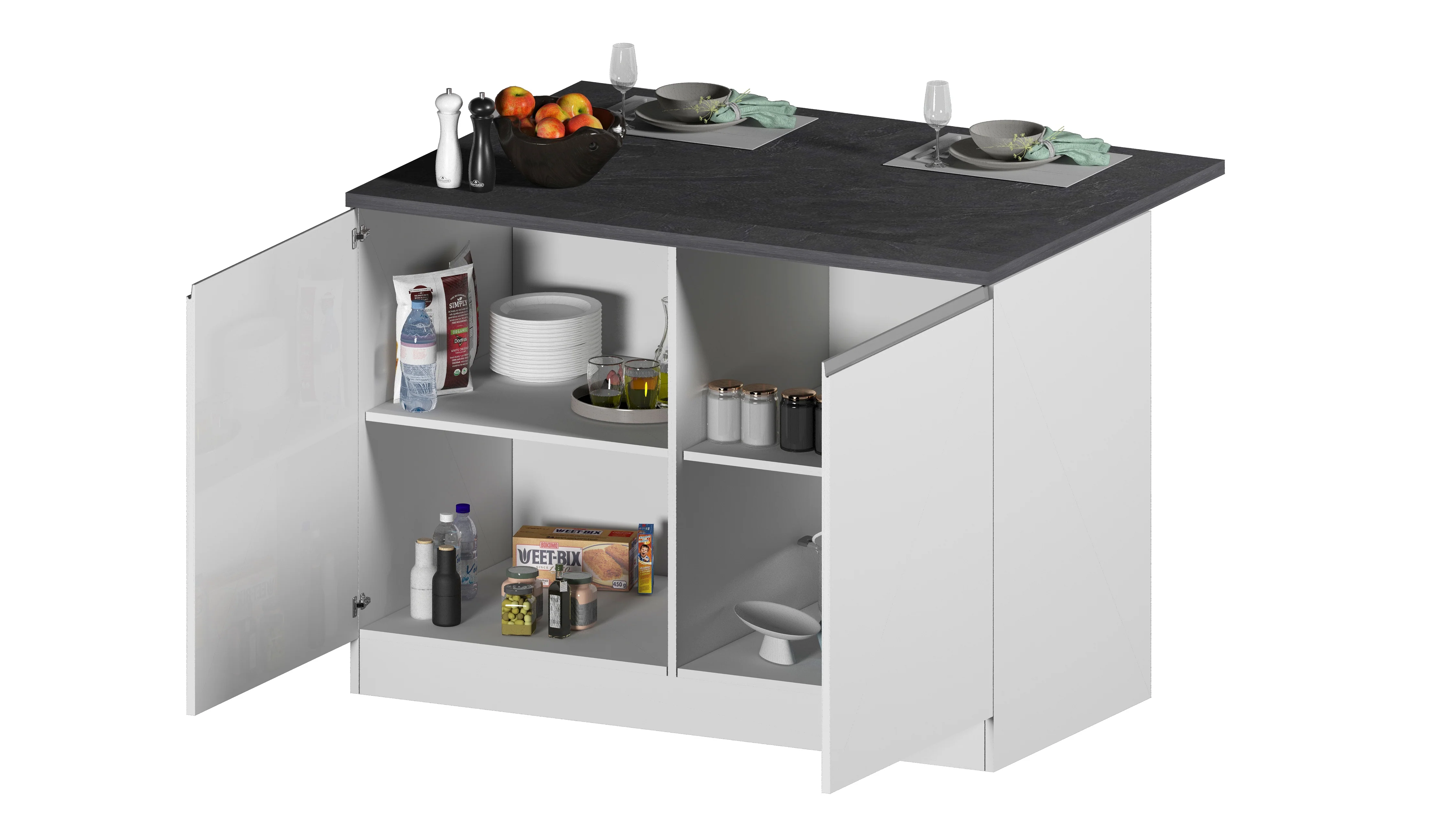 Isola Cucina SOLE 2 Ante – Bianco/Report, 125x90x90 cm, Made in Italy - Image 6