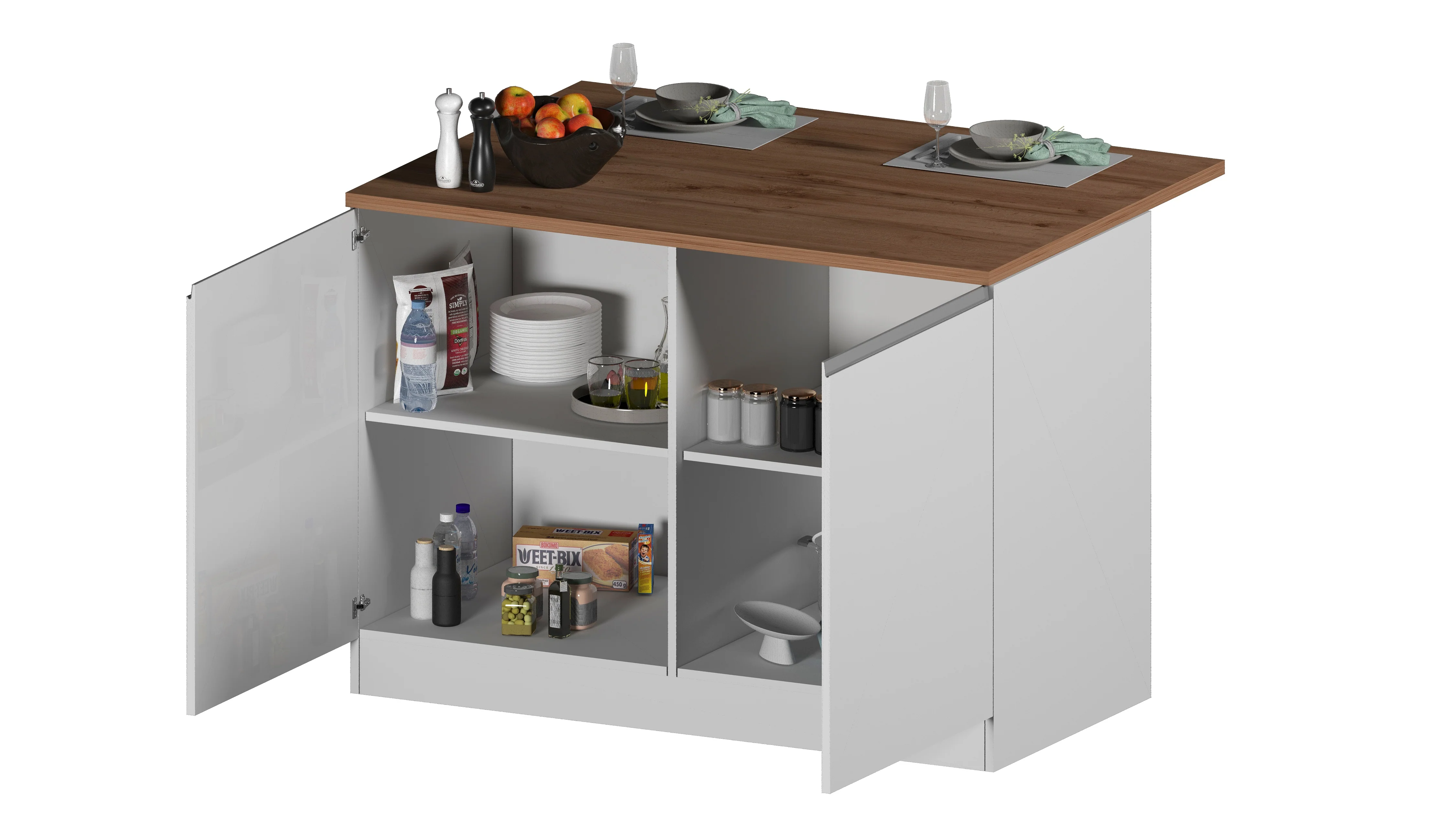 Isola Cucina SOLE 2 Ante – Bianco lucido/Rovere 125x90x90 cm, Made in Italy - Image 5