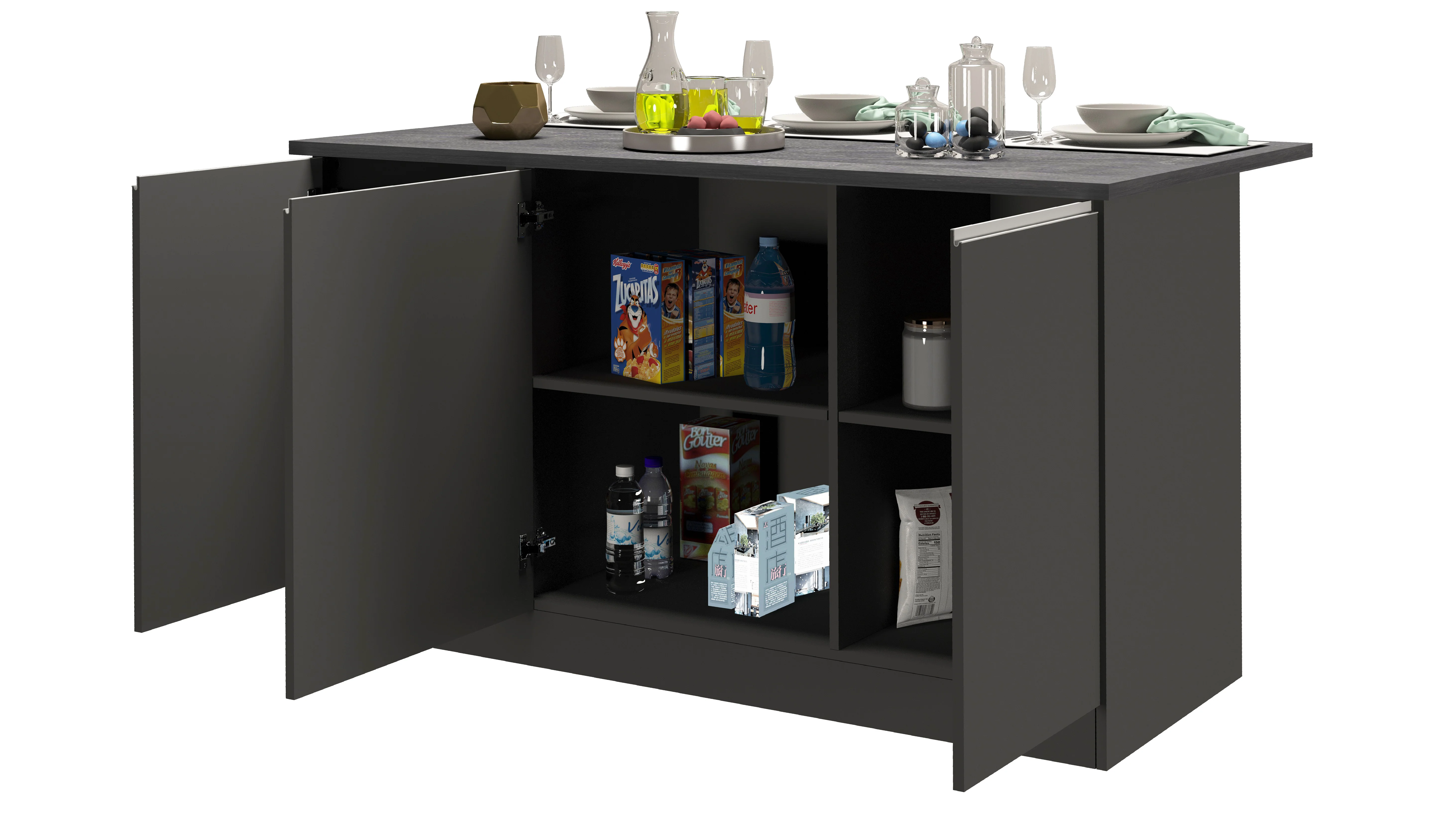 Isola Cucina SOLE 3 Ante – Antracite/Report, 155x90x90 cm, Made in Italy - Image 7