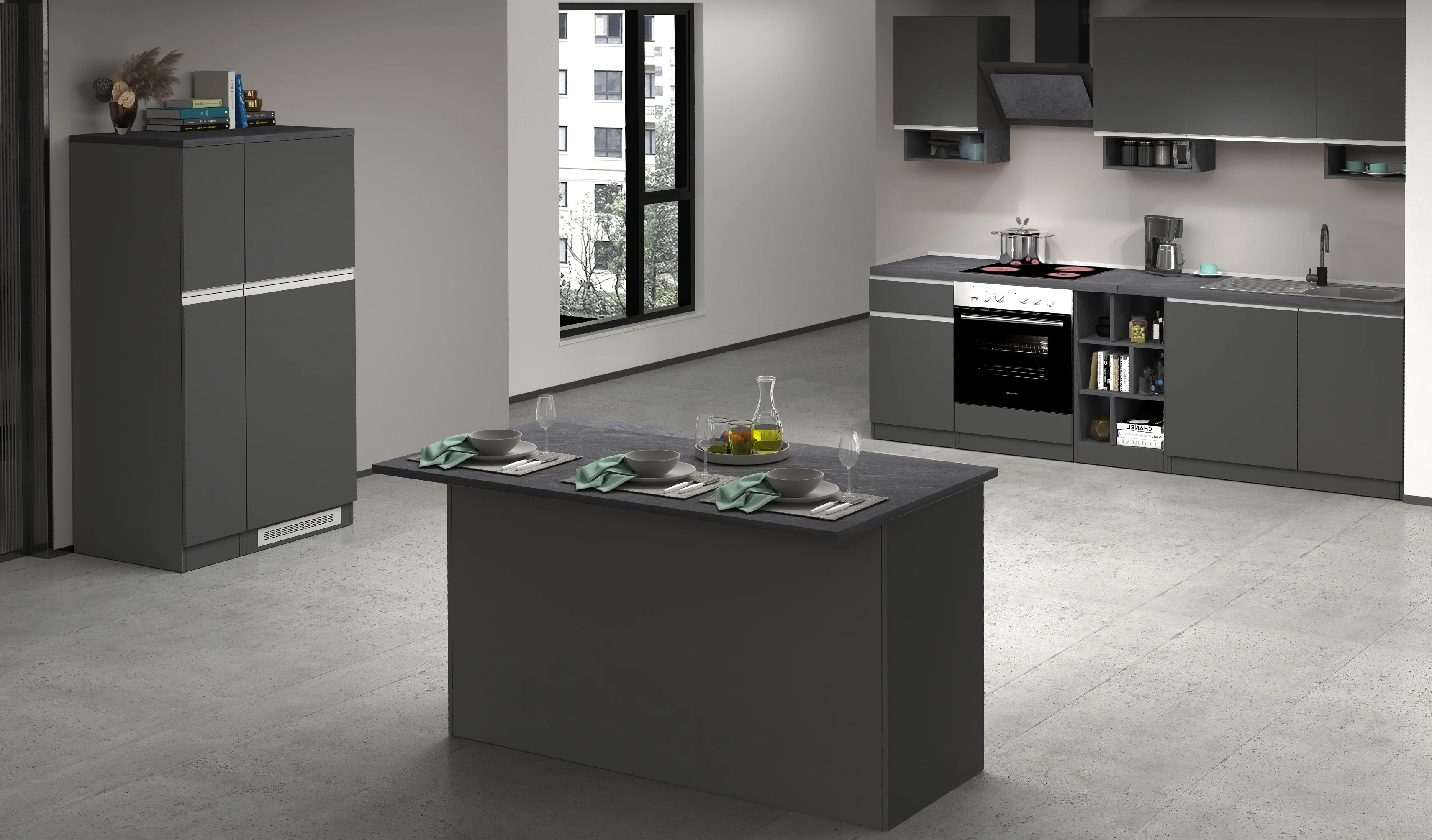 Isola Cucina SOLE 3 Ante – Antracite/Report, 155x90x90 cm, Made in Italy - Image 8