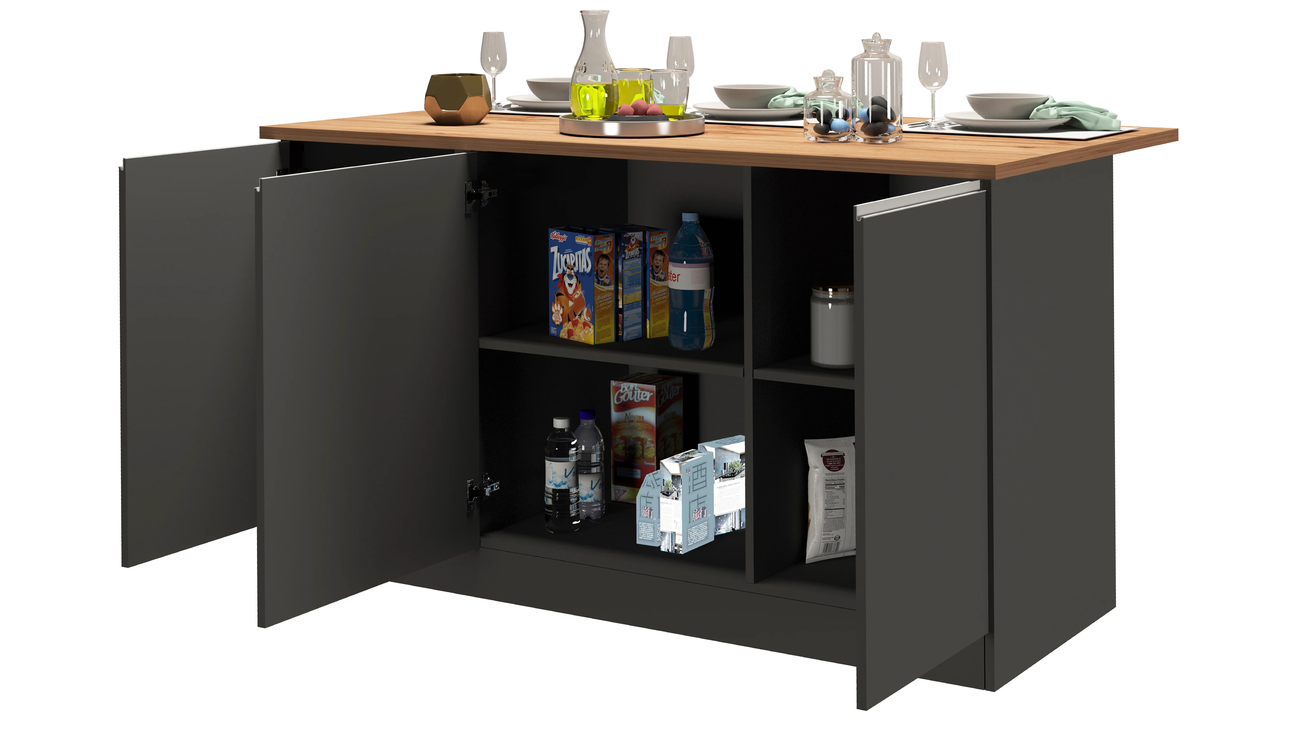 Isola Cucina SOLE 3 Ante – Antracite/Rovere Wotan, 155x90x90 cm, Made in Italy - Image 7