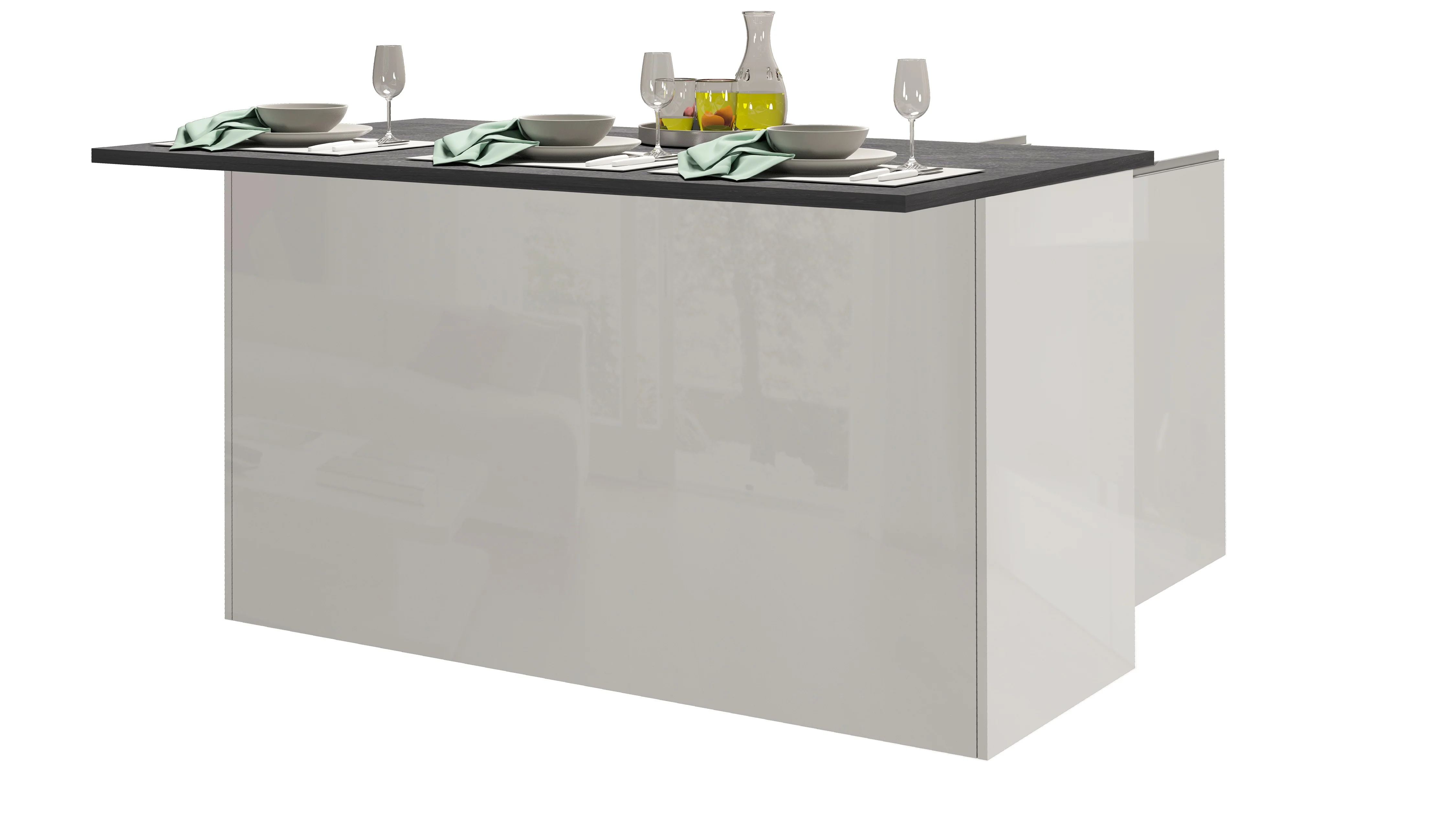 Isola Cucina SOLE 3 Ante – Bianco Lucido/Report, 155x90x90 cm, Made in Italy - Image 7