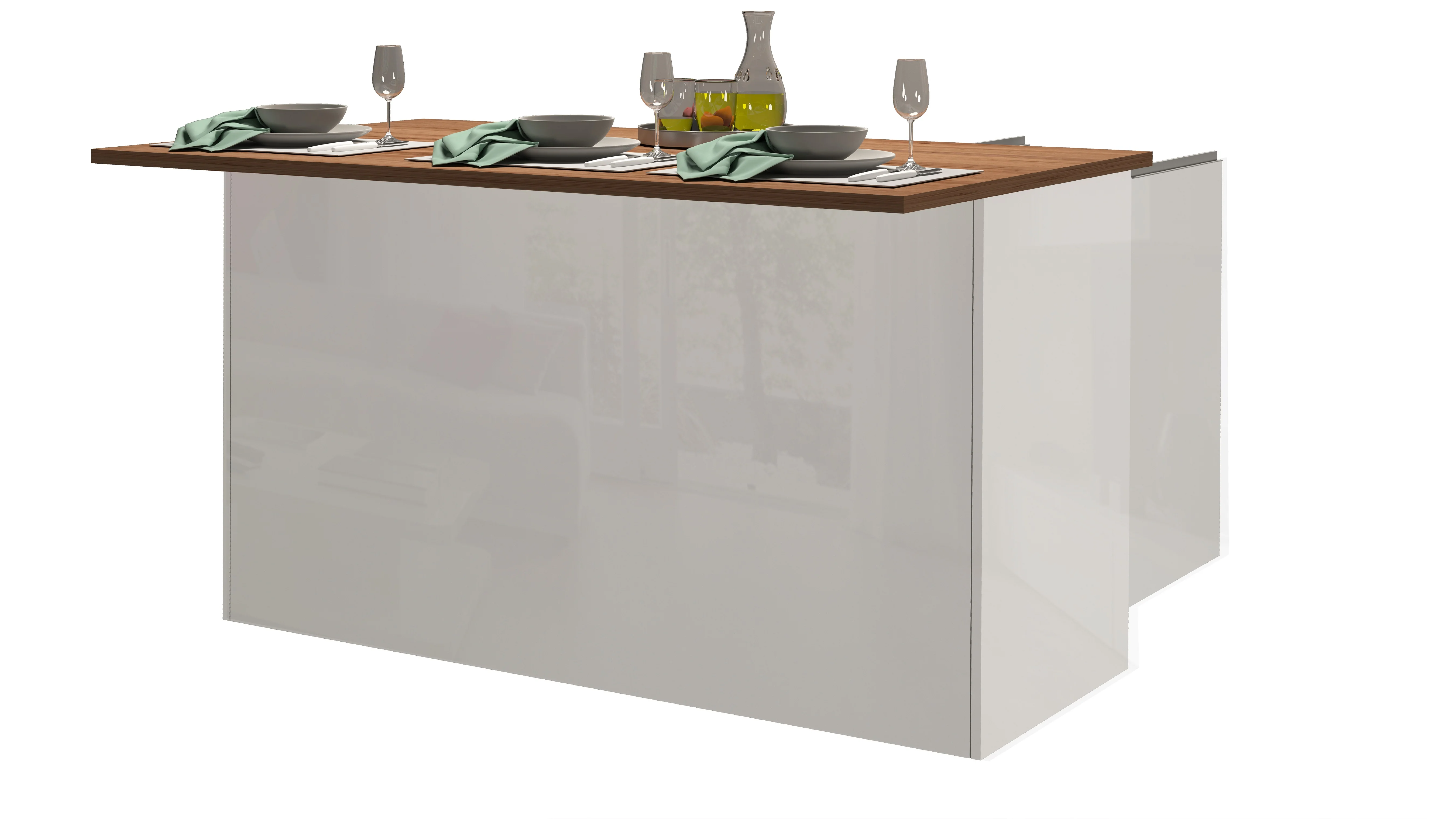 Isola Cucina SOLE 3 Ante – Bianco Lucido/Rovere, 155x90x90 cm, Made in Italy - Image 7