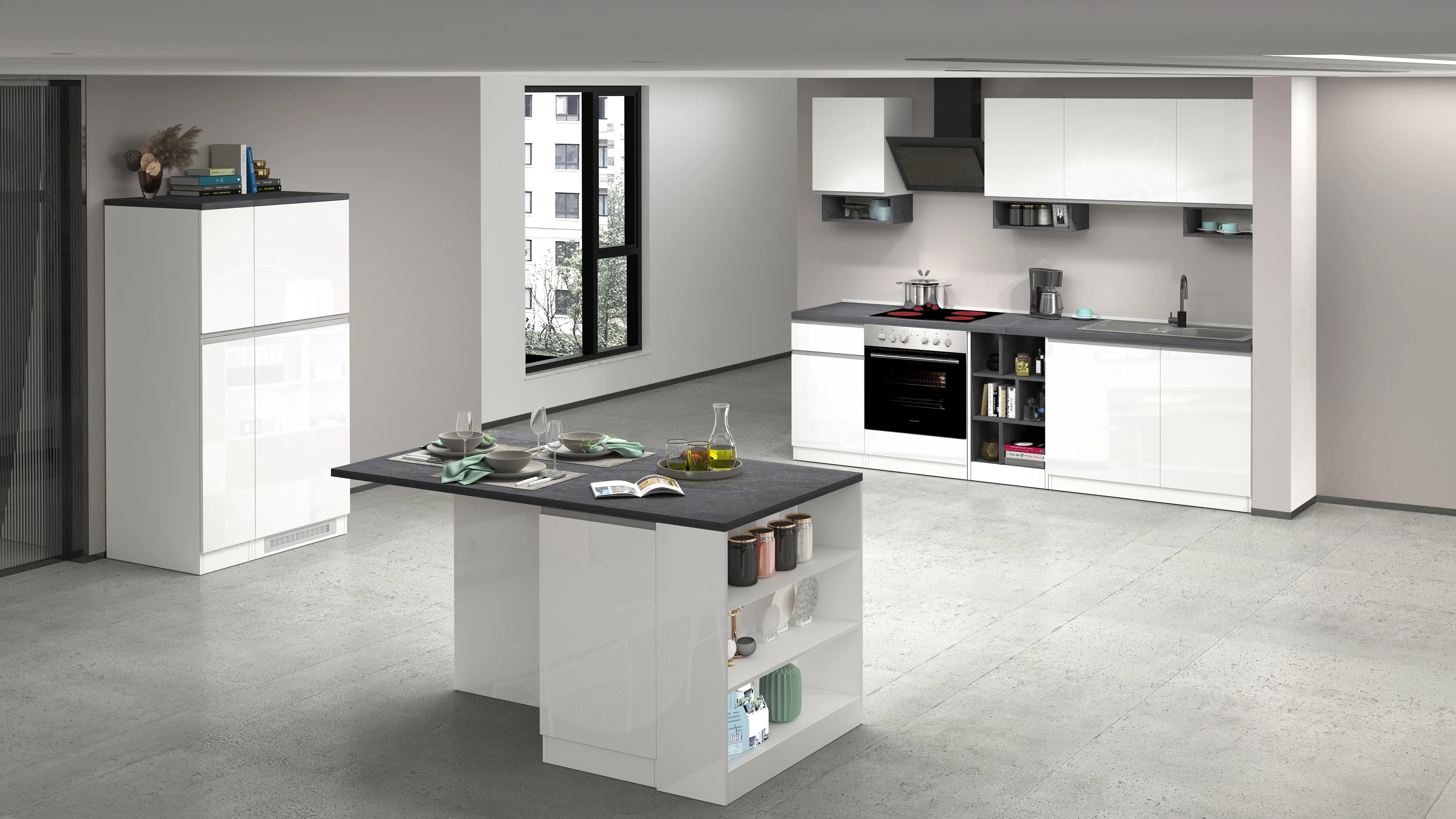 Isola Cucina SOLE 2 Ante – Bianco/Report, 160x90x90 cm, Made in Italy - Image 8