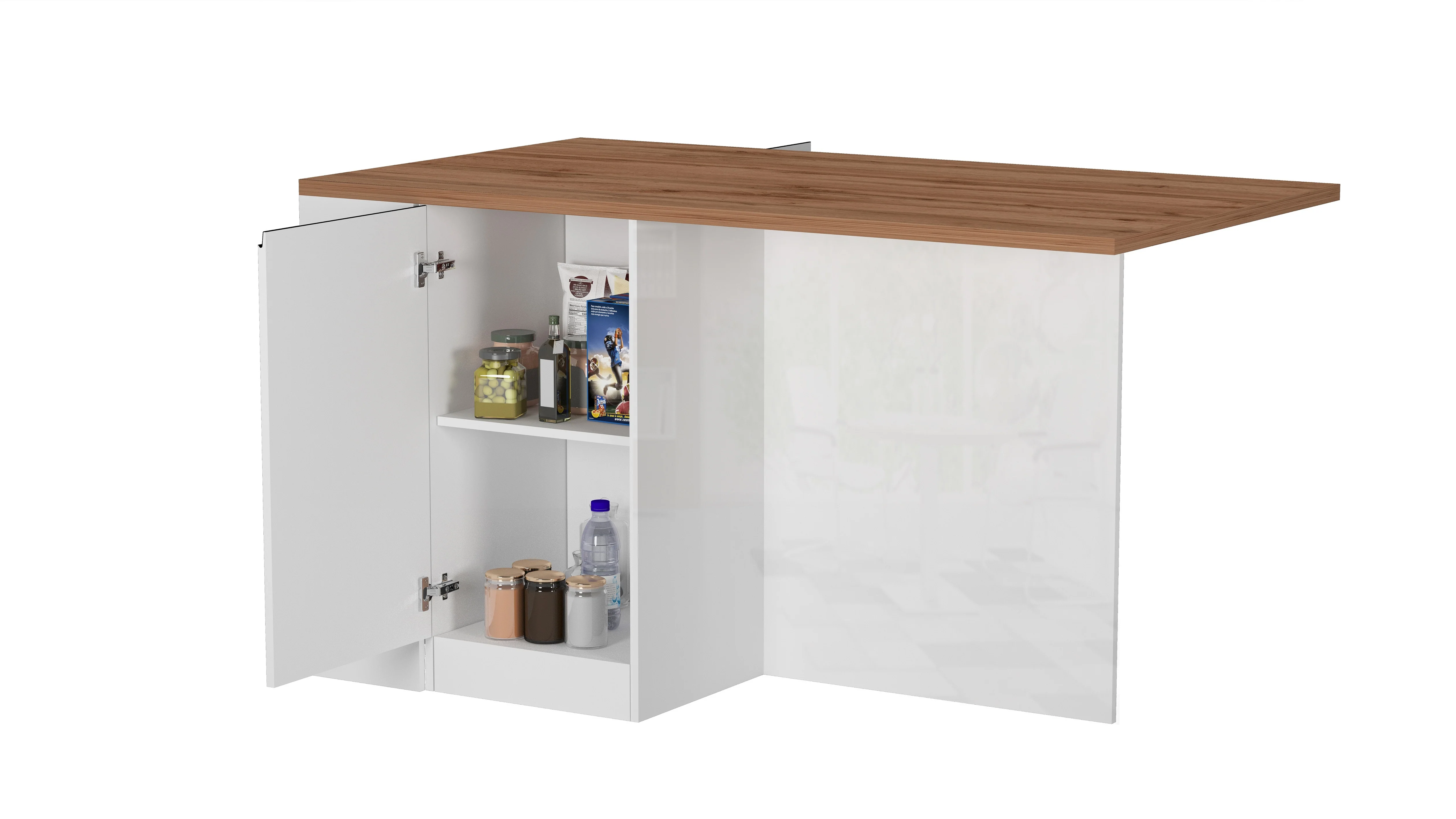 Isola Cucina SOLE 2 Ante – Bianco lucido/Rovere 160x90x90 cm, Made in Italy - Image 6