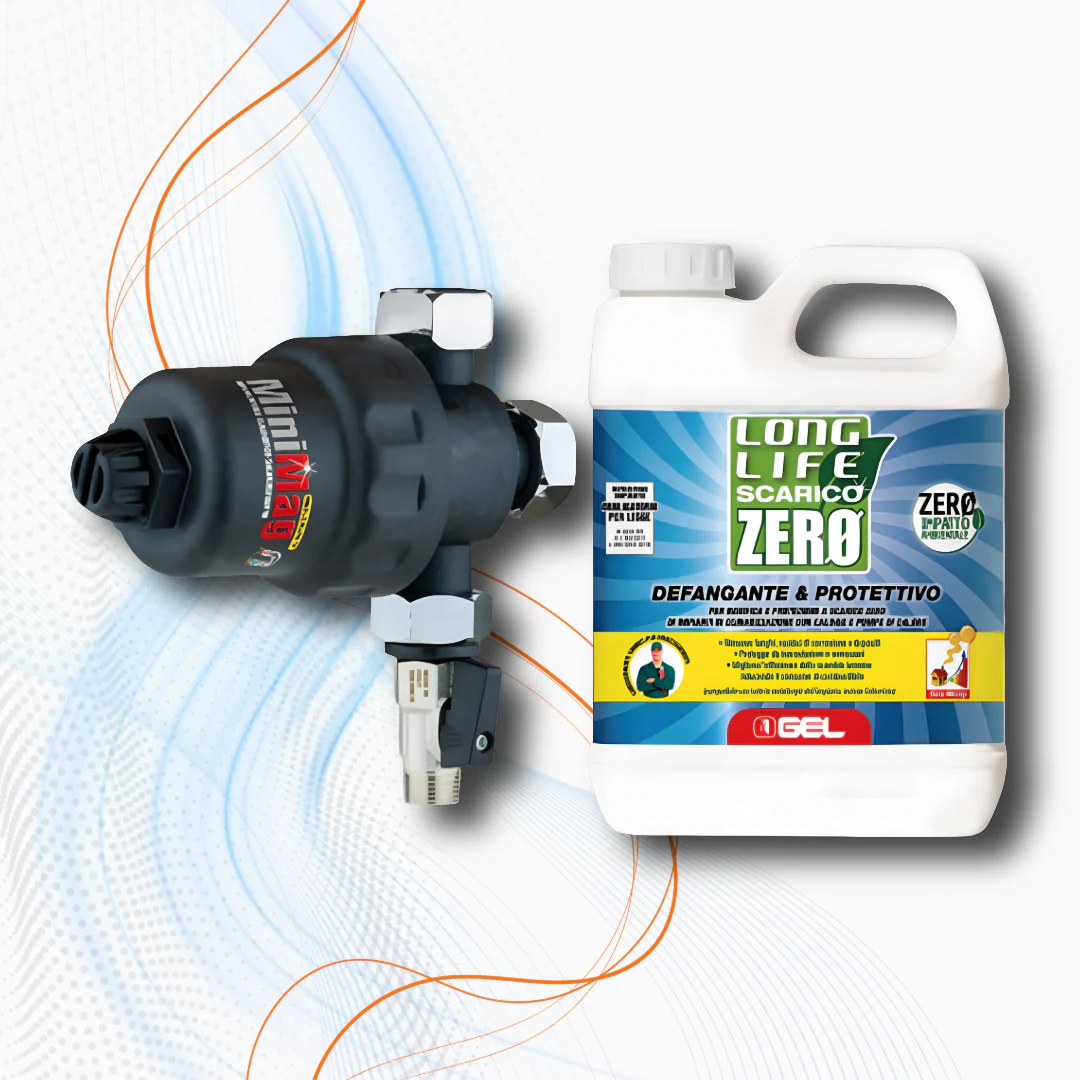 Kit Salvacaldaia GEL Kit Scarico Zero AT 100 - Defangatore Magnetico MiniMag Smart + Long Life Scarico Zero Defangante e Protettivo - Image 2
