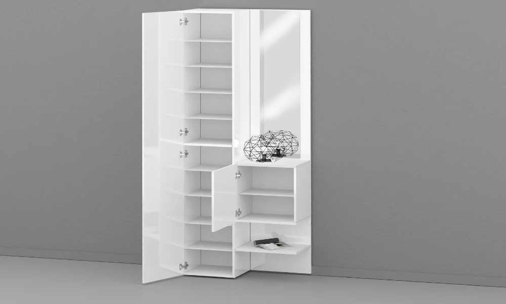Set Ingresso Moderno KOMPACT 2 Pezzi – 90x35x191 cm, Specchio e 10 Ripiani - Image 3