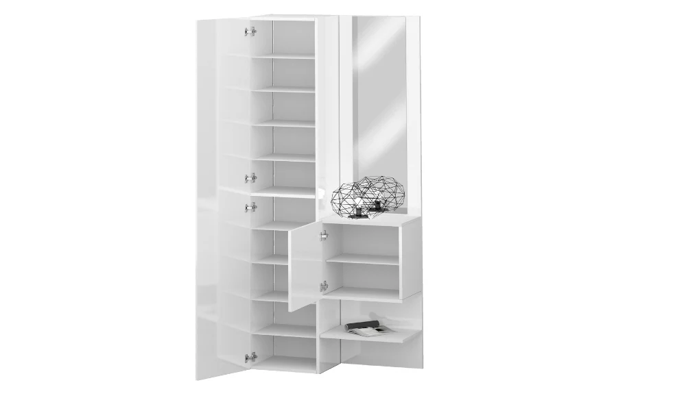 Set Ingresso Moderno KOMPACT 2 Pezzi – 90x35x191 cm, Specchio e 10 Ripiani - Image 4