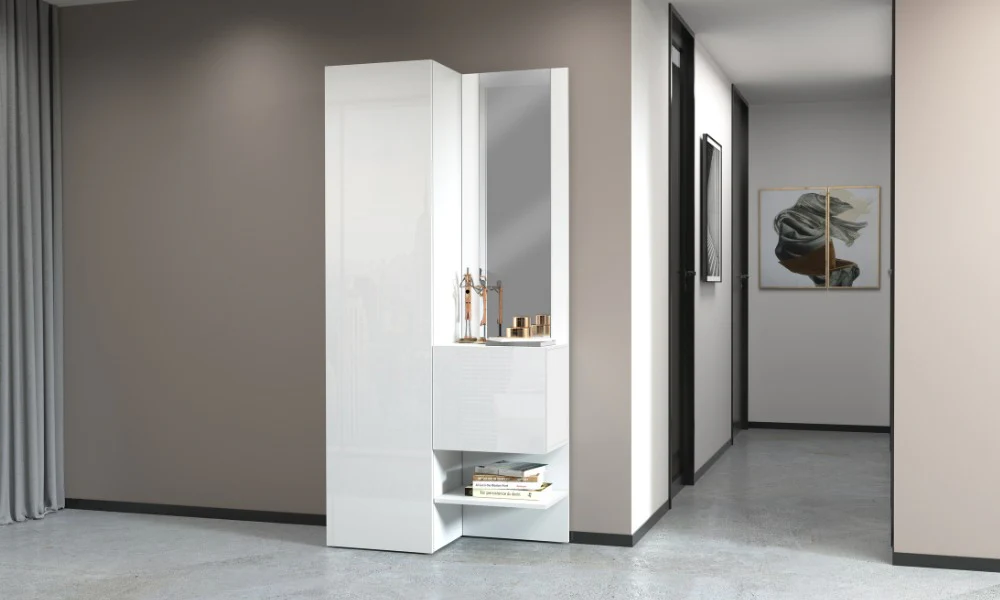 Set Ingresso Moderno KOMPACT 2 Pezzi – 90x35x191 cm, Specchio e 10 Ripiani - Image 5