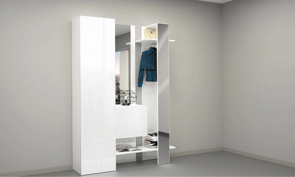 Set ingresso KOMPACT 3 pezzi - 140x35x191 cm, legno riciclato, Made in Italy - Image 2