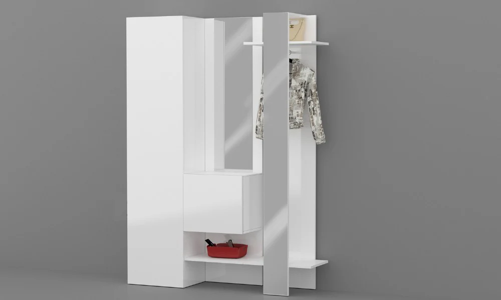 Set ingresso KOMPACT 3 pezzi - 140x35x191 cm, legno riciclato, Made in Italy - Image 3