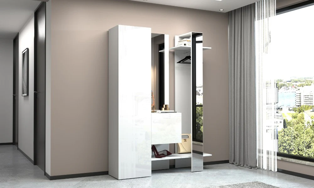 Set ingresso KOMPACT 3 pezzi - 140x35x191 cm, legno riciclato, Made in Italy - Image 5