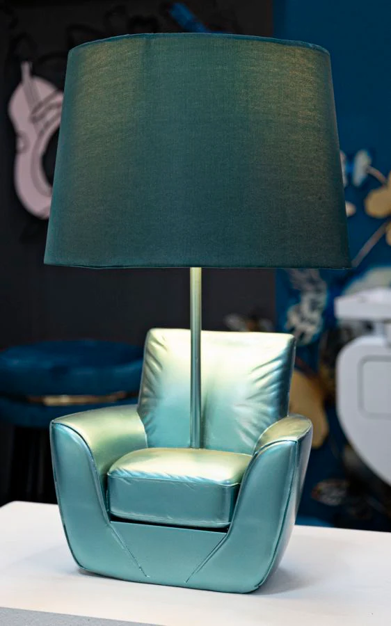 Lampada da Comodino Vintage Turchese Ø 26x43 cm - Image 5