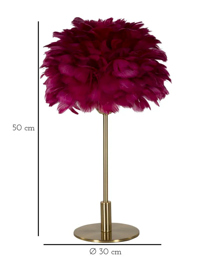 Lampada da Tavolo Elegante con Piume Bordeaux Ø 30x50 cm - Image 6