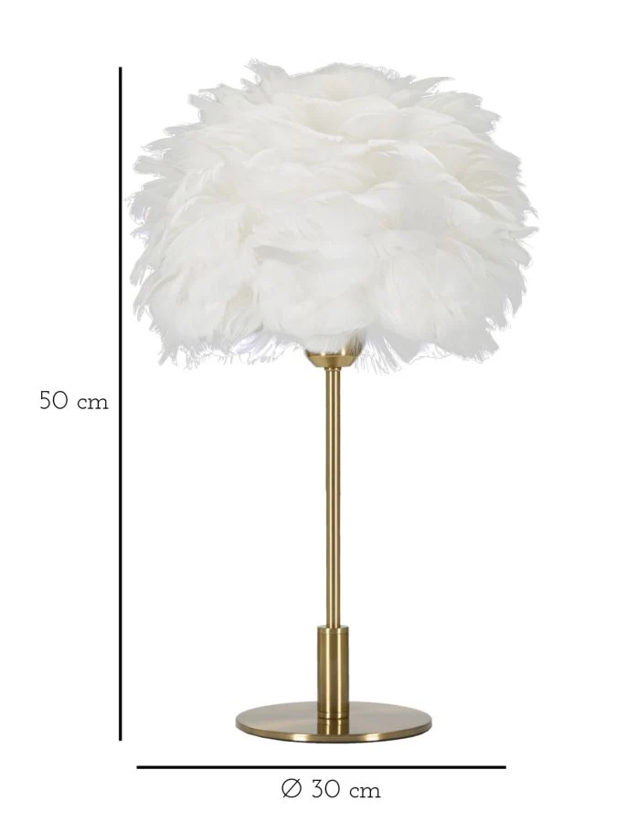 Lampada da Tavolo Elegante con Paralume in Piume Ø 30x50 cm - Image 6