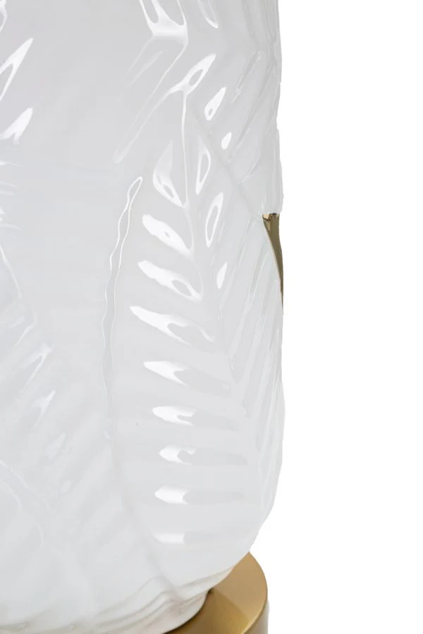 Lampada da tavolo in ceramica elegante con paralume bianco e dorato cm ø 40x70 - Image 2