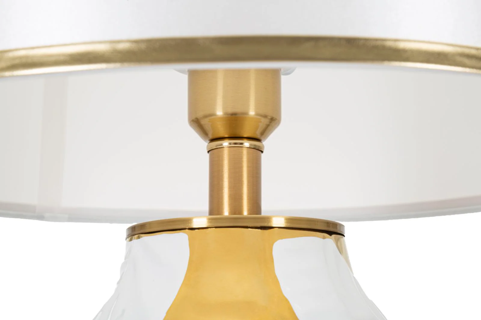 Lampada da tavolo in ceramica elegante con paralume bianco e dorato cm ø 40x70 - Image 3