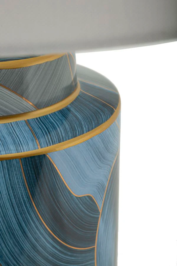 Lampada da tavolo in ceramica blu elegante cm ø 40x64 - Image 3