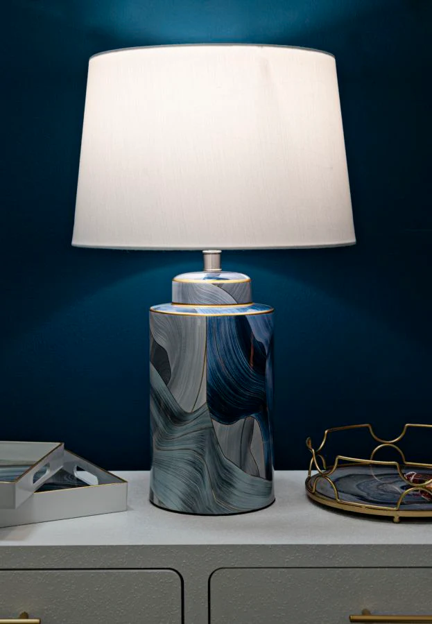 Lampada da tavolo in ceramica blu elegante cm ø 40x64 - Image 5