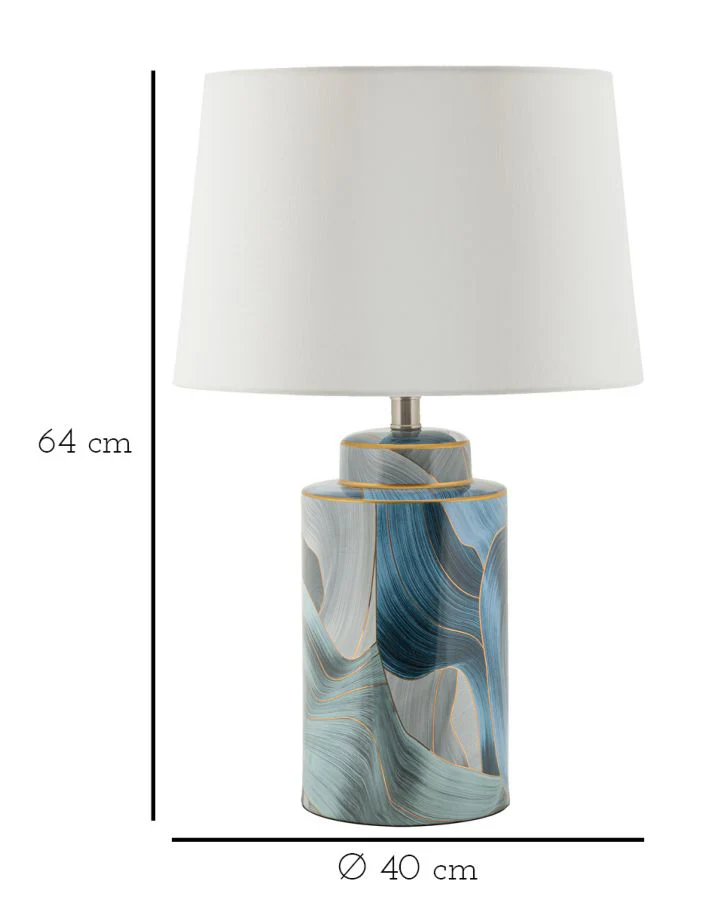 Lampada da tavolo in ceramica blu elegante cm ø 40x64 - Image 6