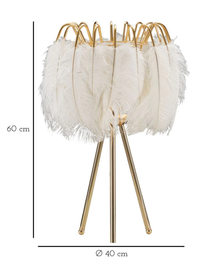 Lampada da Tavolo con Paralume in Piume - Ø 40 cm, Altezza 60 cm - Image 6