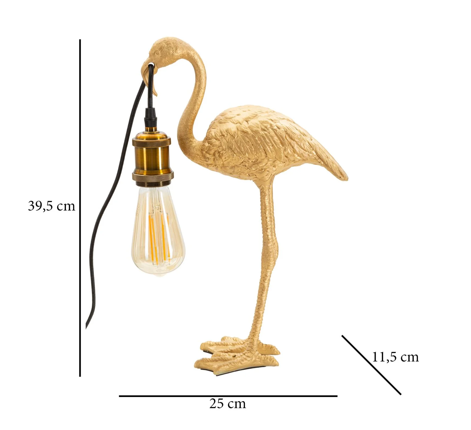 Lampada da tavolo fenicottero in resina dorata cm 13x11,5x39,5 - Image 9